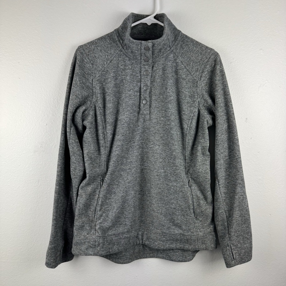 DULUTH TRADING CO Womens Pullover Fleece 1/4 Snap Sweater GRAY -‎ M